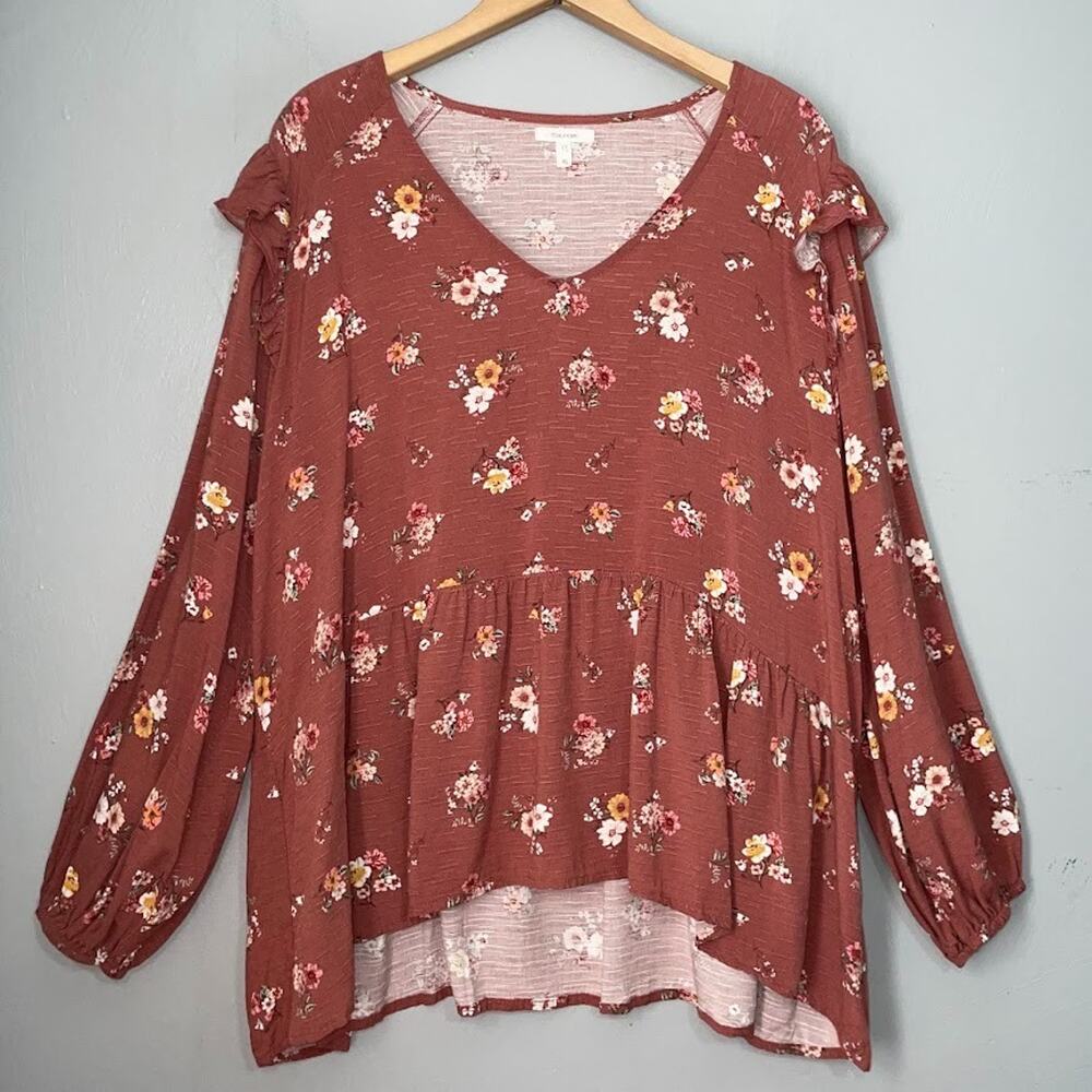 Maurices Peasant Top Size XL Boho Floral Romantic Feminine Cottagecore Prairie